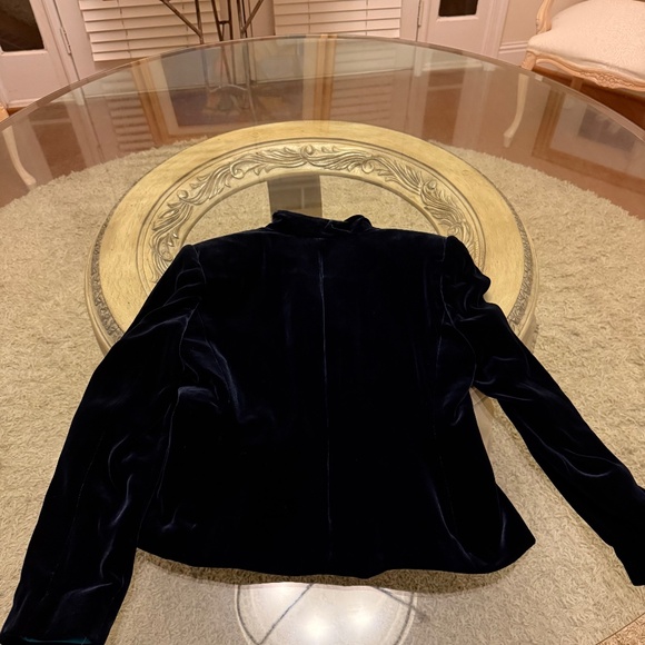 Dana Buchman Women Silk Blend Velvet Blazer Sz 6 Blue Full Zip Long Sleeve NWT - Picture 7 of 12